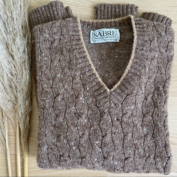 Vintage English Brown Wool Sweater - Picture 2 of 9